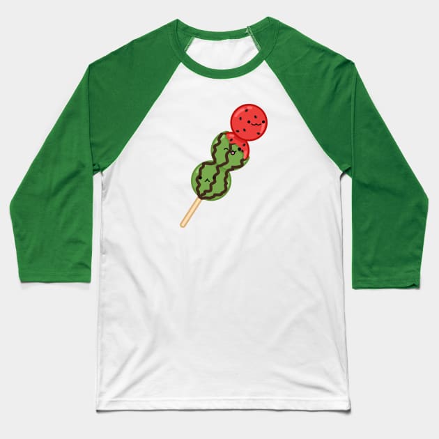 Watermelon Dango (Broken) Baseball T-Shirt by jofudachi